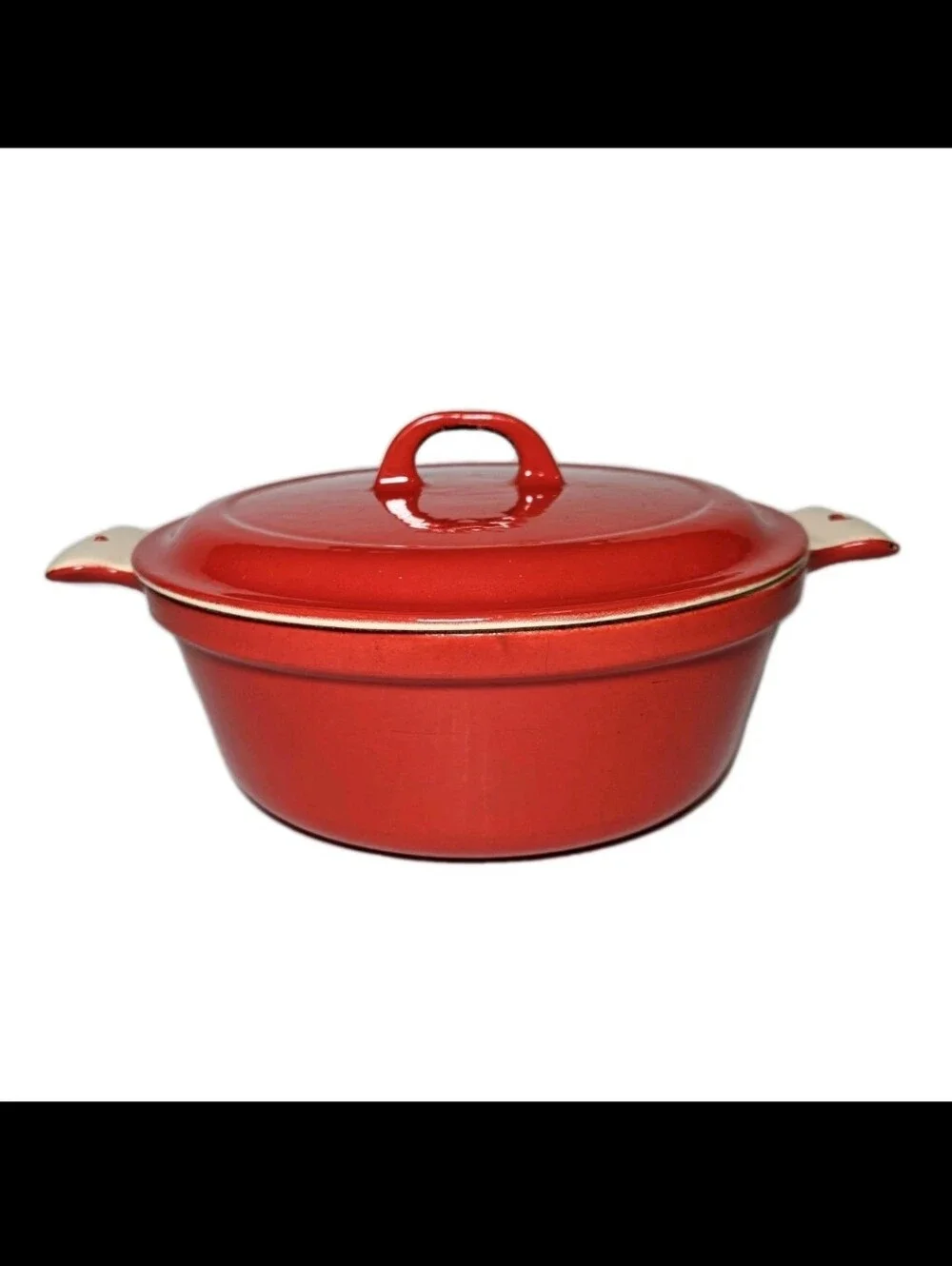 Vtg Griswold 3 Pint Red Enamel Coated Cast Iron Casserole Dish With Lid 88 Erie